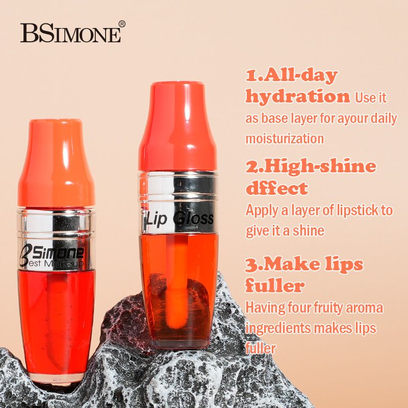 BSIMONE Fruit flavor moisturizing transparent long lasting lip plumping oil Water light translucent toot lips lip glaze OEM ODM