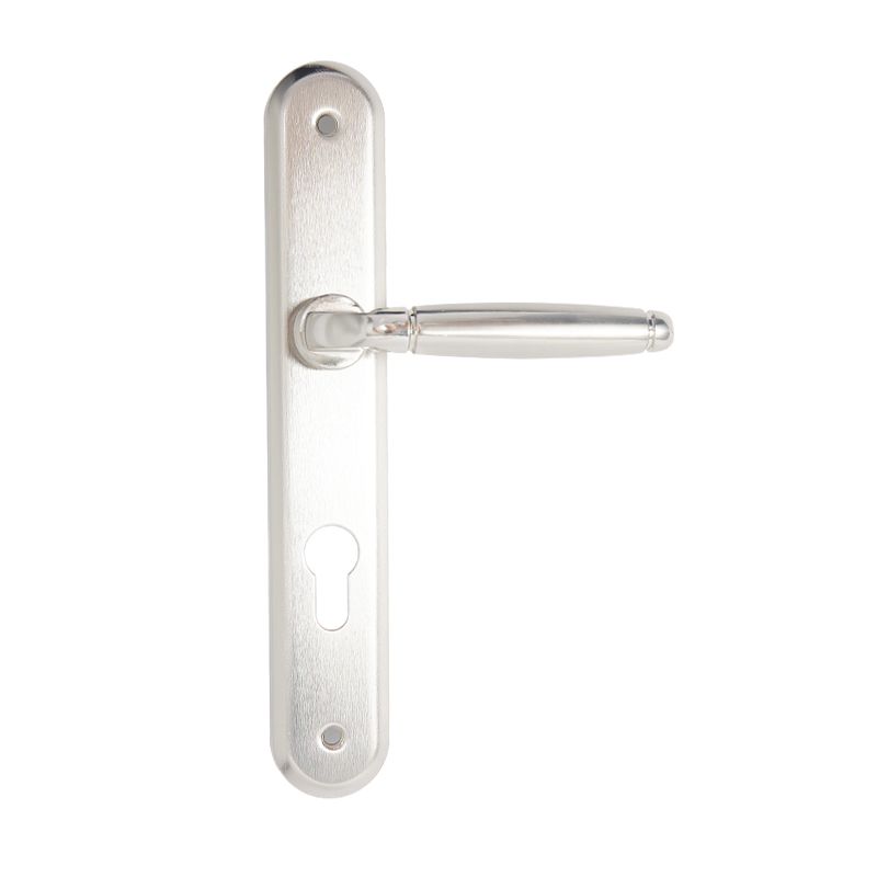 Bedroom Door Tube Hardware Iron Door Lock Satin Nickel Handle With Plate