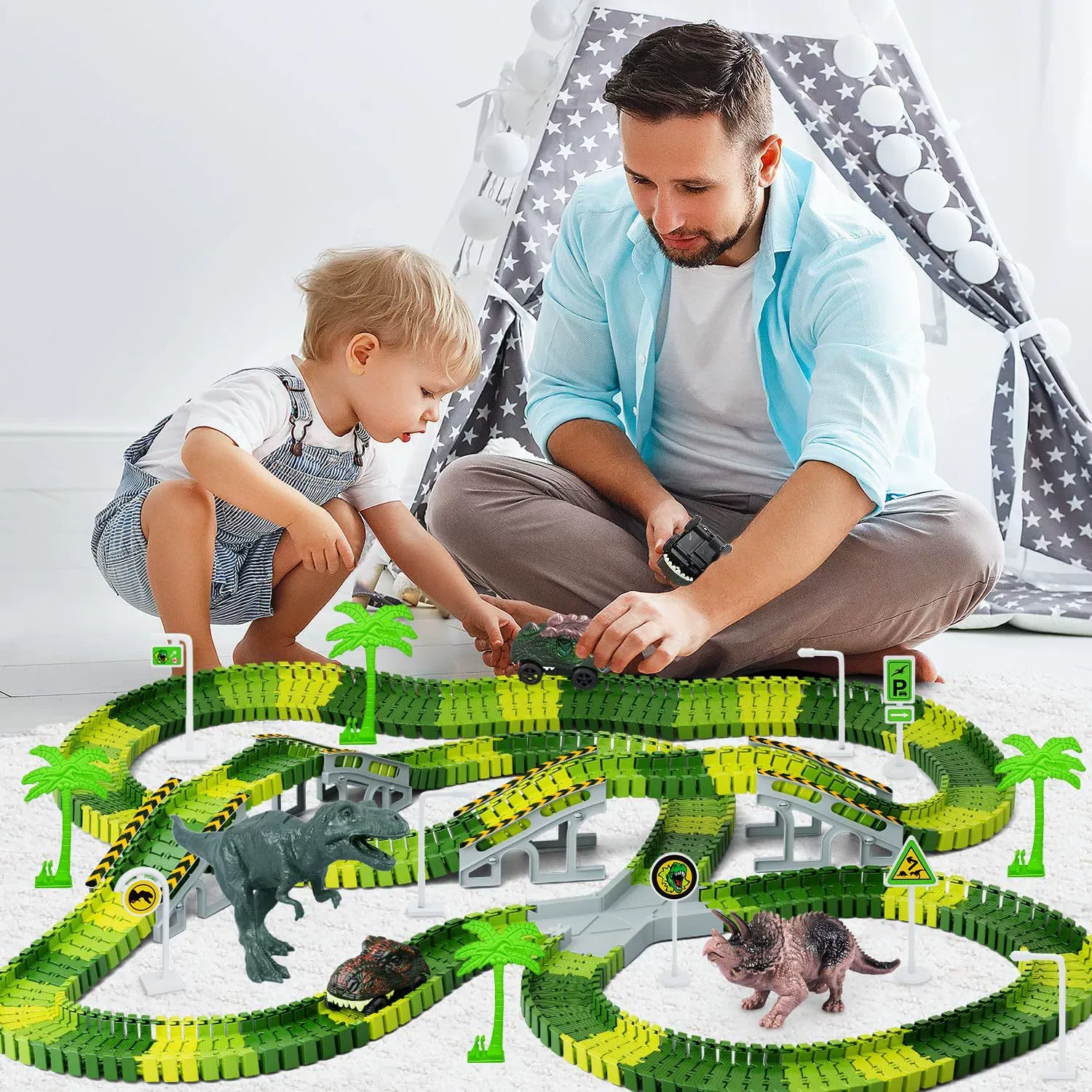 Electric Dinosaur Rail Car Panshan Highway Small Train Track Challenge Adventure Children's Toy New Year Gift