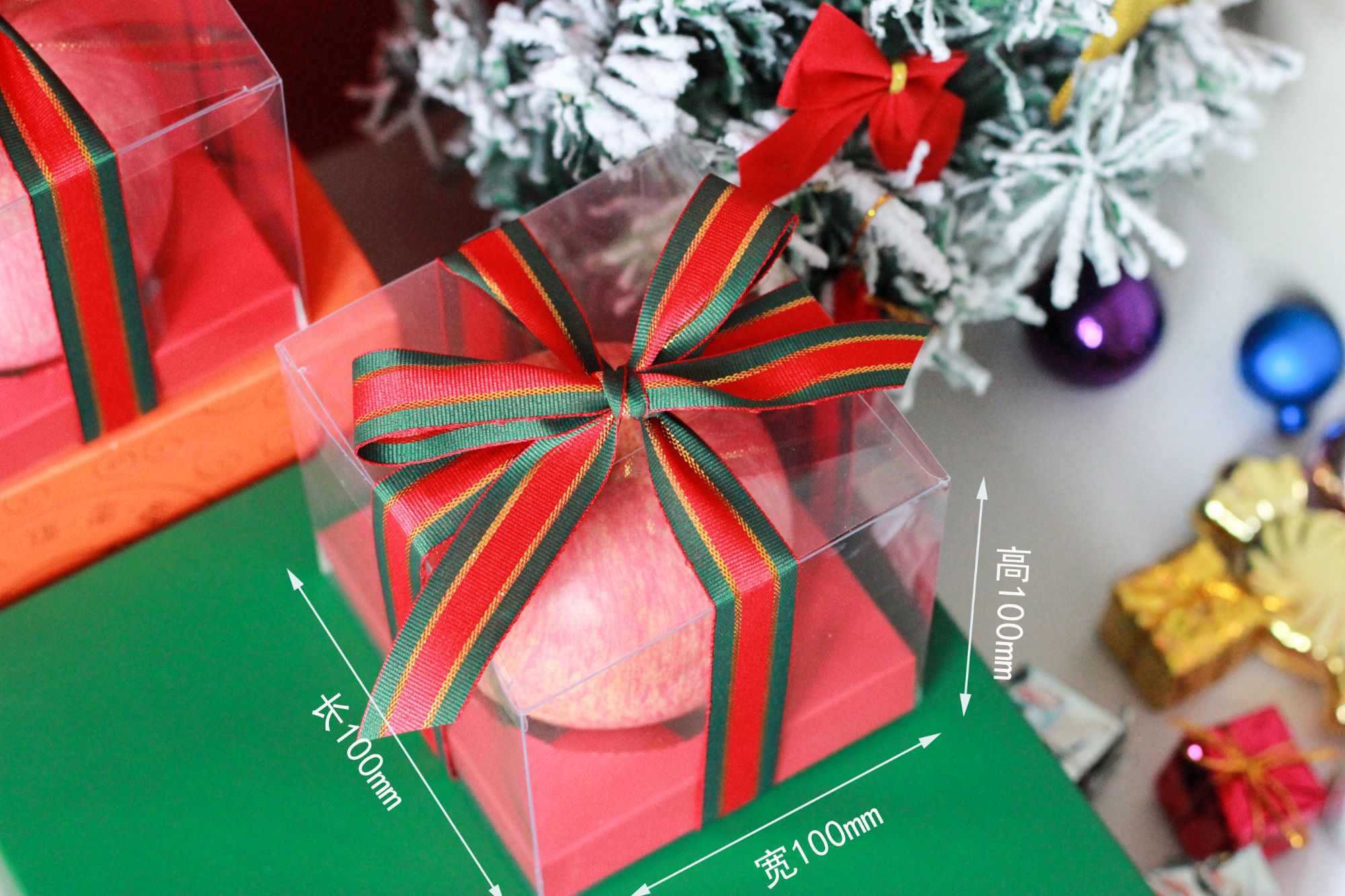 Christmas gift boxes with ribbon for Apples PET Clear Packaging for Food Ceremony Gift