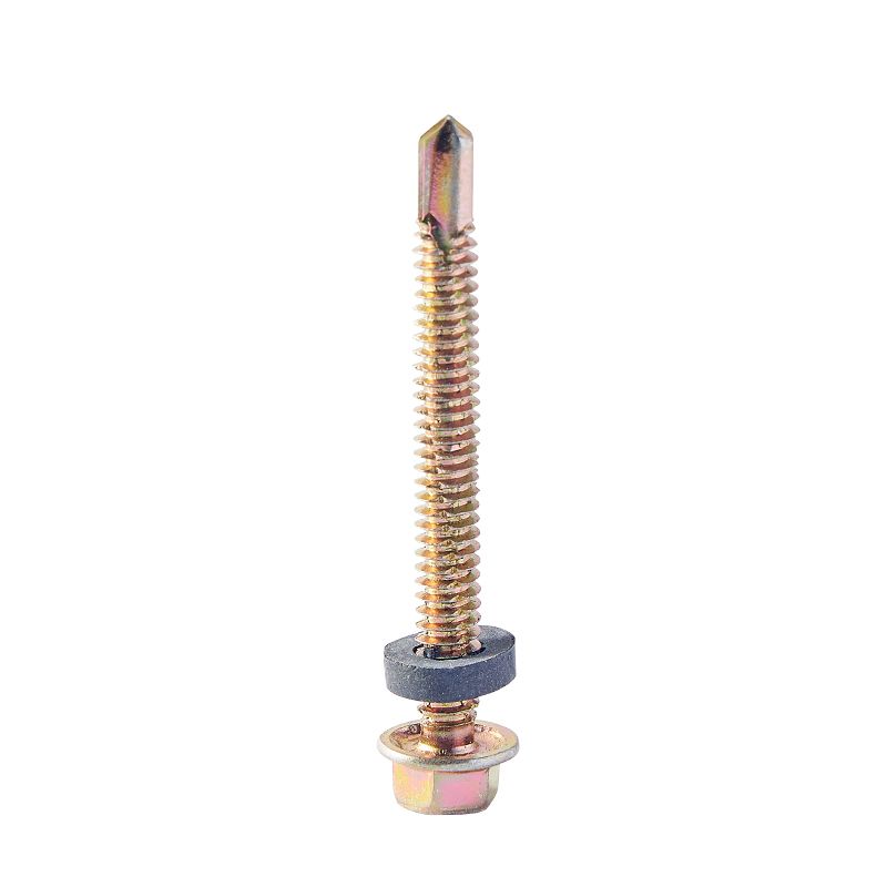 Custom Yellow Zinc Stainless Steel Self Drilling Wood Screws Hex With Washer