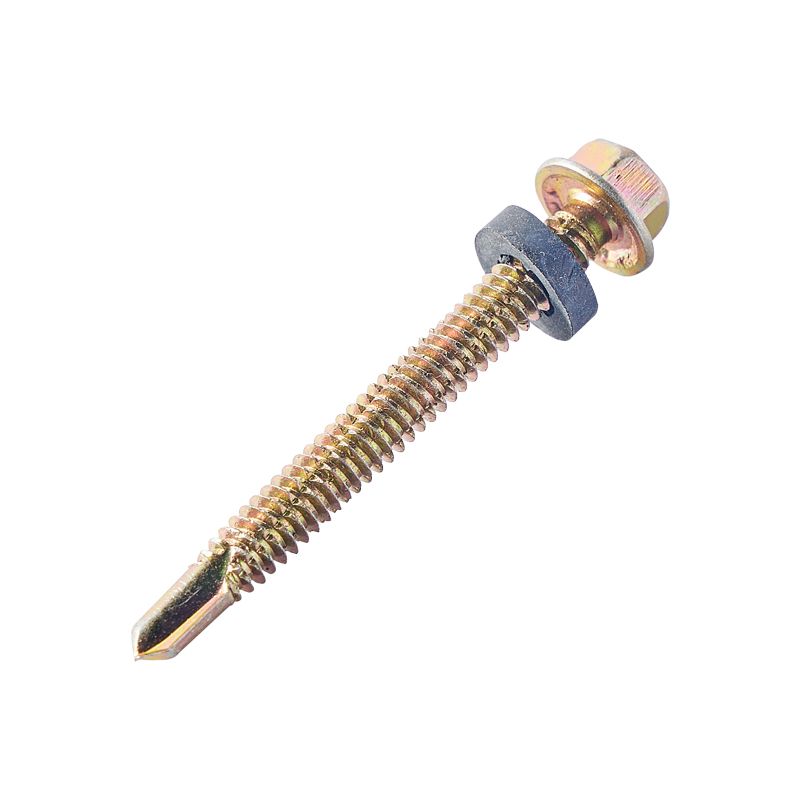 Custom Yellow Zinc Stainless Steel Self Drilling Wood Screws Hex With Washer