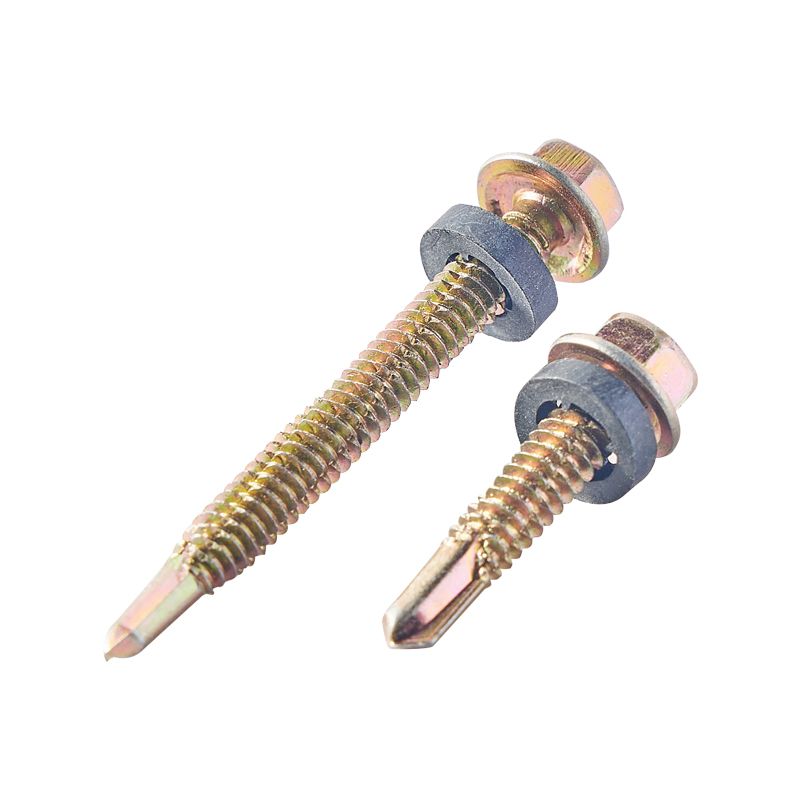 Custom Yellow Zinc Stainless Steel Self Drilling Wood Screws Hex With Washer