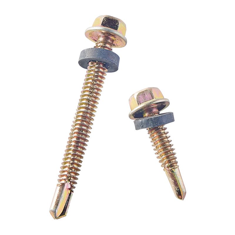 Custom Yellow Zinc Stainless Steel Self Drilling Wood Screws Hex With Washer