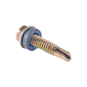 Yellow Zinc Plated Hardware Hexagonal Tapping Screw With Rubber Washer