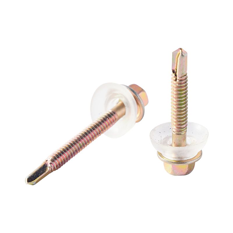 Yellow Zinc Stainless Steel Drilling Screw With Rubber Washer