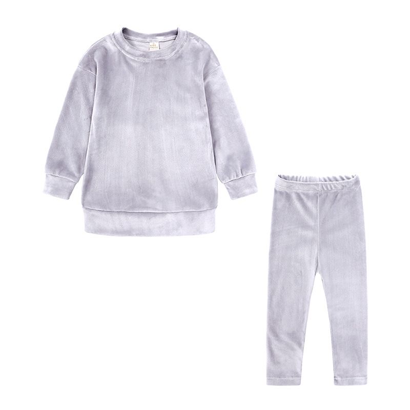 Kids Coral Fleece Loungewear Set - Girls' Warm Long-Sleeve Top & Pants, Two-Piece Outfit