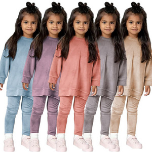 Kids Coral Fleece Loungewear Set - Girls' Warm Long-Sleeve Top & Pants, Two-Piece Outfit