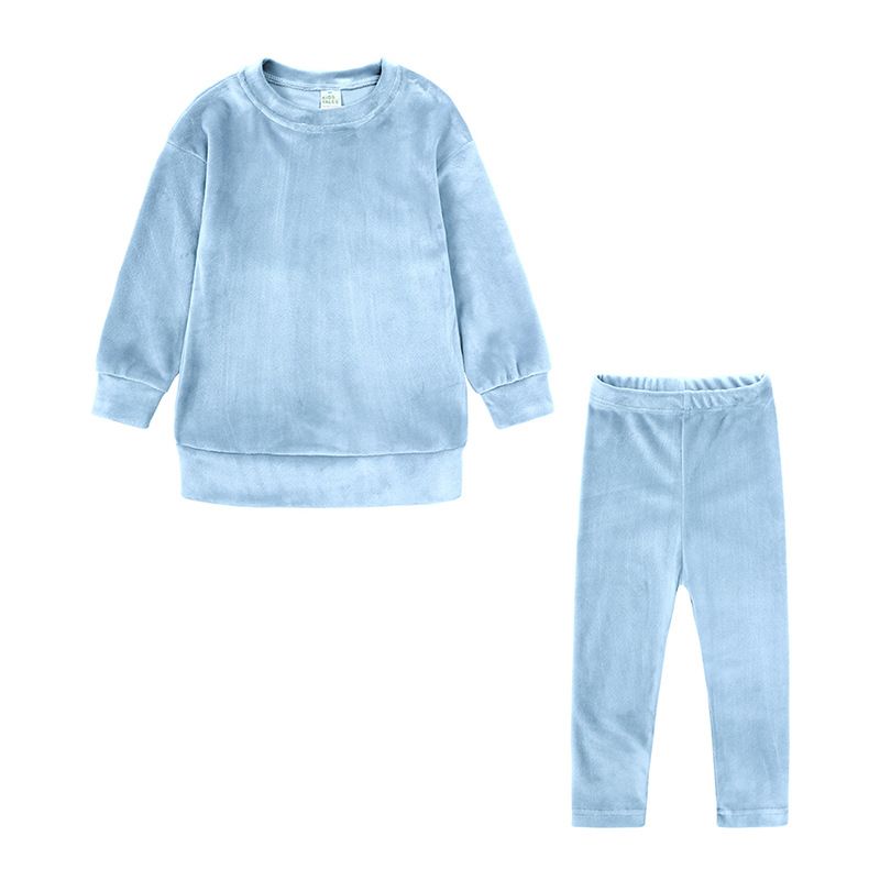 Kids Coral Fleece Loungewear Set - Girls' Warm Long-Sleeve Top & Pants, Two-Piece Outfit