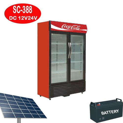 500L Solar showcasse DC 12V24V bavarage cooling refrigerator for Oman for africa DC fridge commercial refrigerator