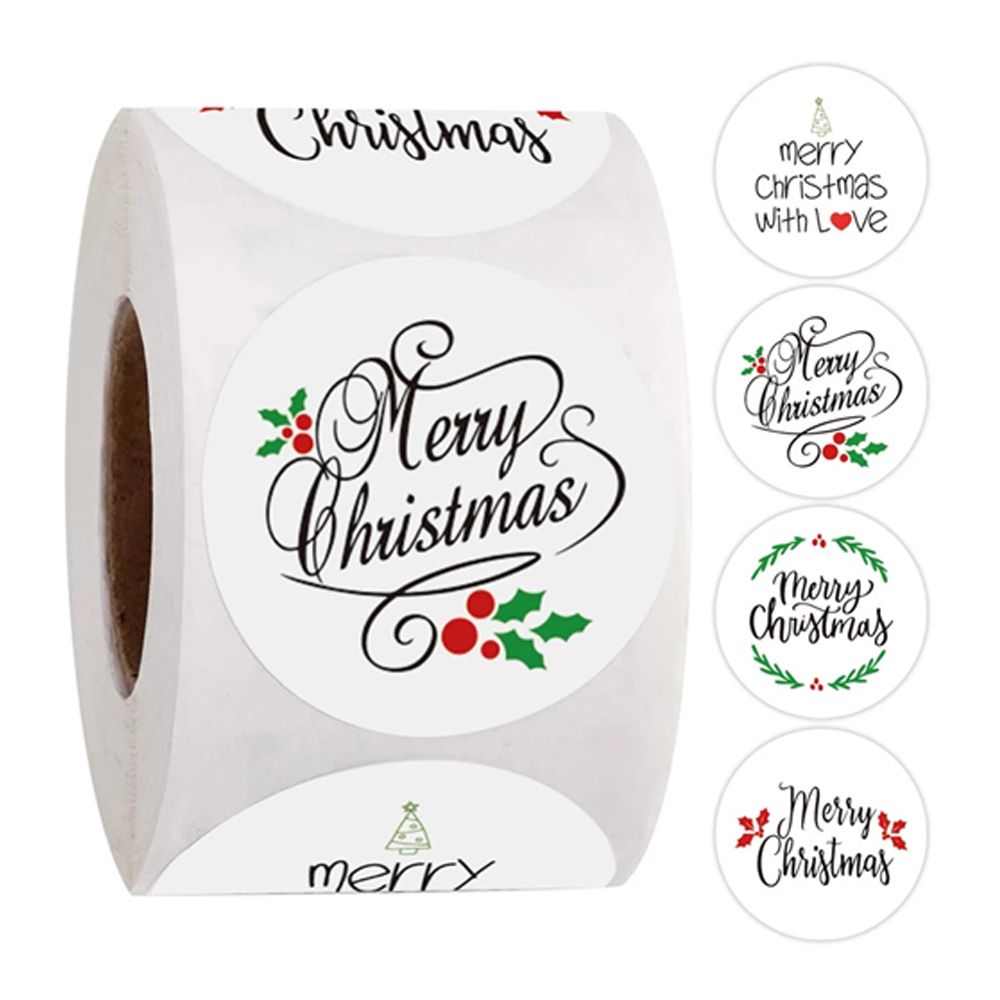 Custom printing vinyl self-adhesive round christmas cartoon gift stickers packaging label