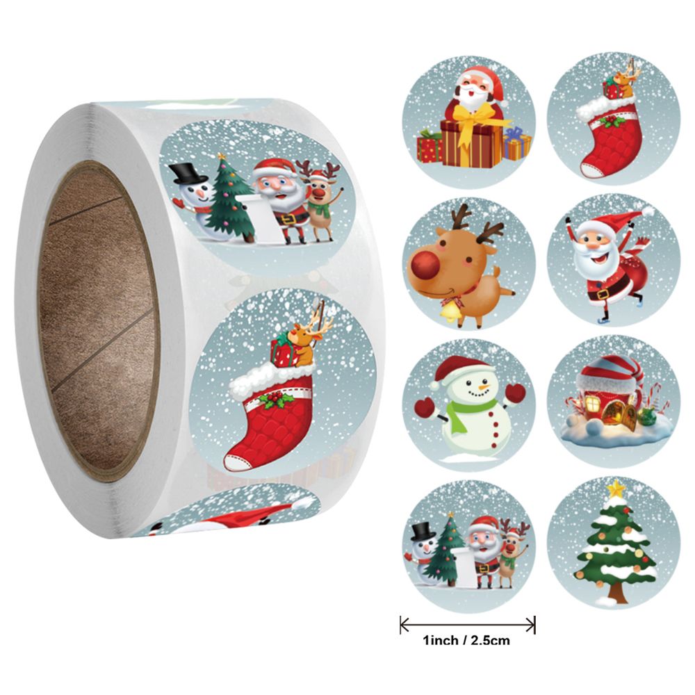 Professional Custom 500pcs/Roll Christmas Gift Wrapping 1 Inch Stickers Self Adhesive Decoration Label