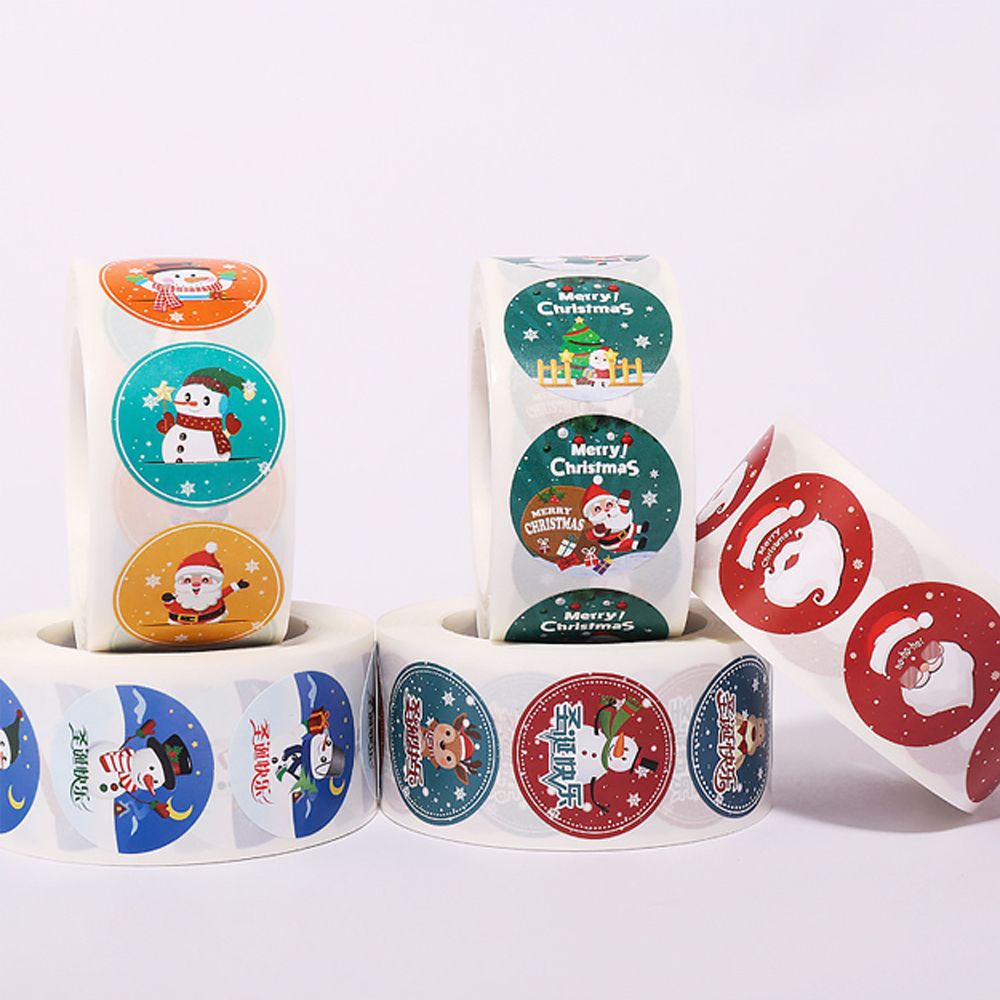 Professional Custom 500pcs/Roll Christmas Gift Wrapping 1 Inch Stickers Self Adhesive Decoration Label