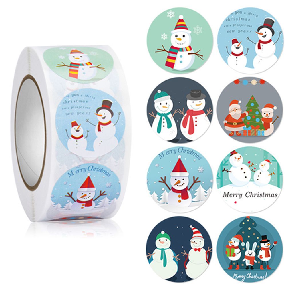 Custom Printed Waterproof Vinyl Round Christmas Adhesive Labels For Windows Cards Present Envelopes