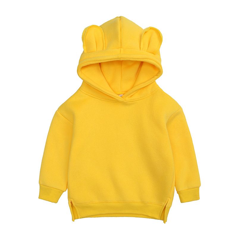 Winter Long-Sleeve Sweatshirt for Kids, Cartoon Design Hoodie for Boys and Girls, Solid Color Cute and Warm Top