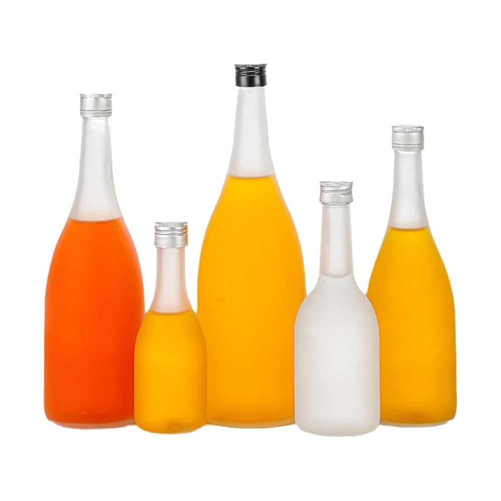 New Arrival 250ml 300ml 350ml 500ml 720ml Frosted Clear Glass Liquor Bottles Round Transparent With Sealed Stopper