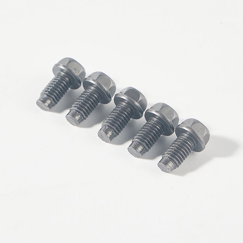 Black hex head flat tail machine screw with