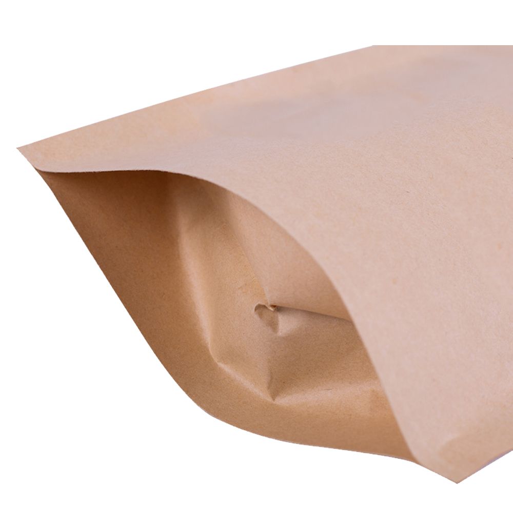 Factory customized kraft paper smell proof stand up pouches with zipper for food packaging