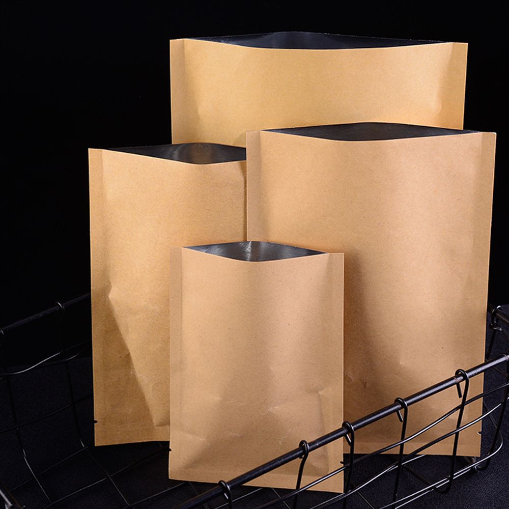 Factory customized kraft paper smell proof stand up pouches with zipper for food packaging