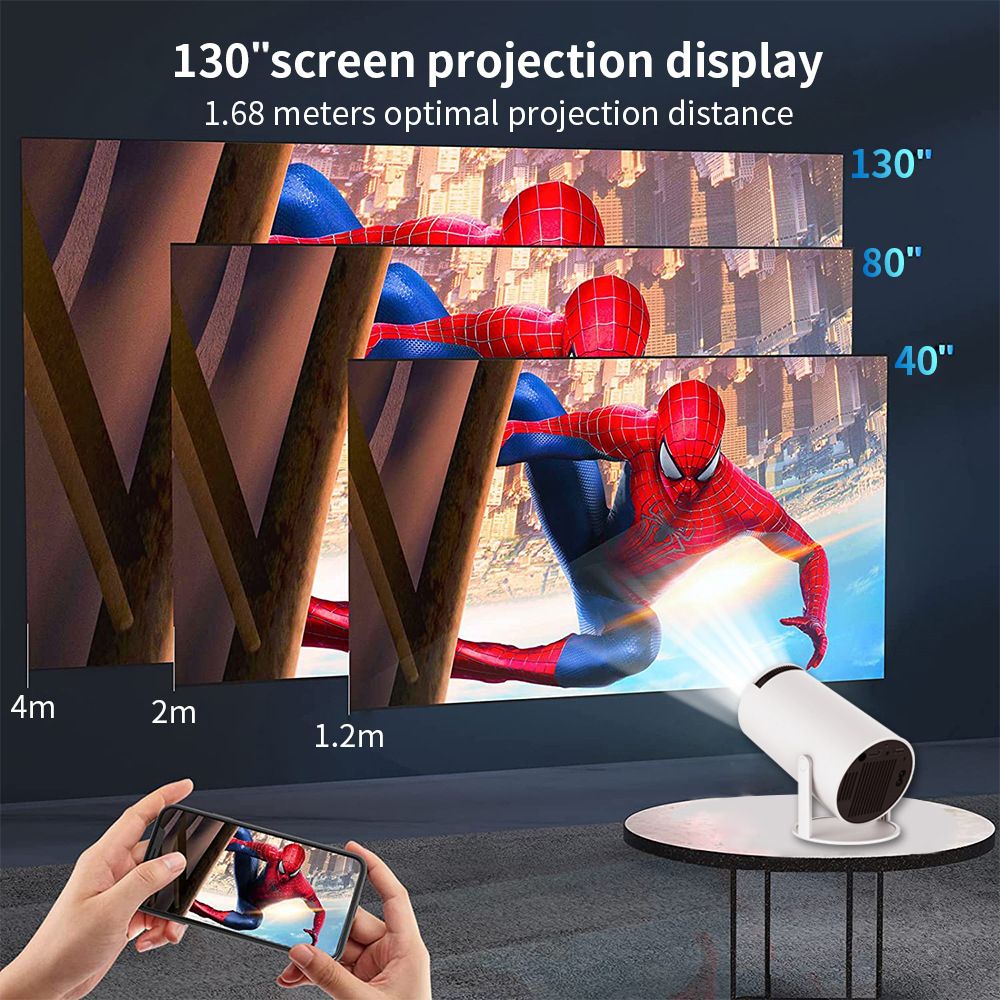 Mini Projector, Support 4K 1080P with Dual-Band WIFI6 5G Wireless 5.0 Bluetooth Android 11, Auto Keystone Correction