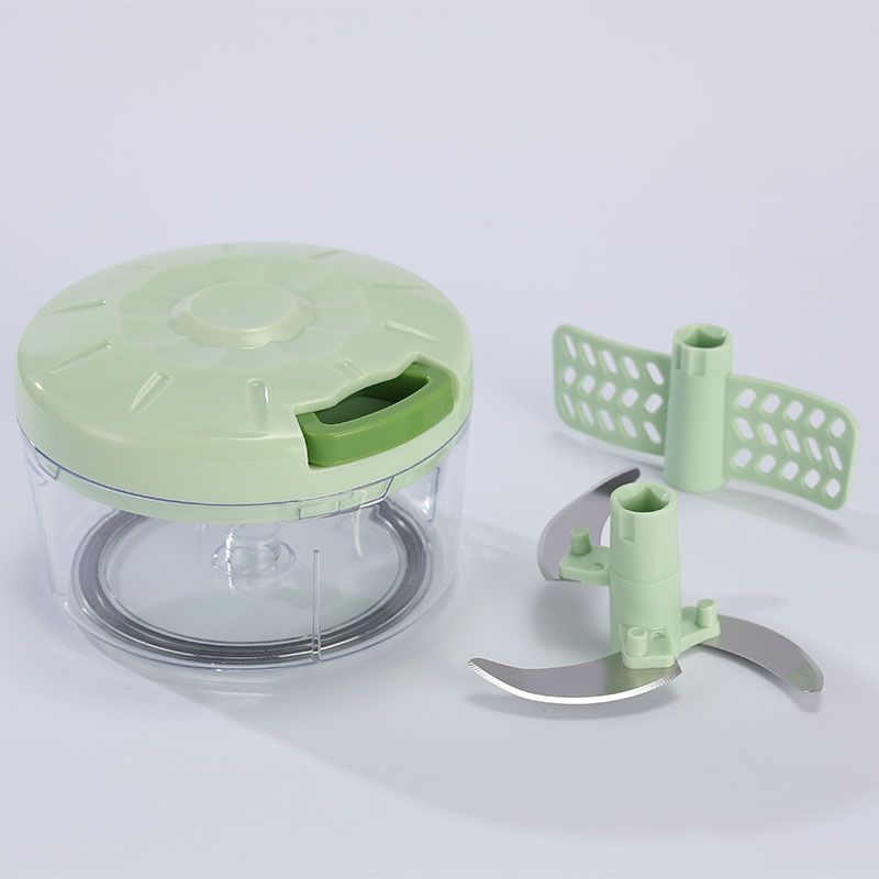 Manual Food Processor - Pull String Hand Chopper for Kitchen - Handheld Vegetable & Salad Cutter