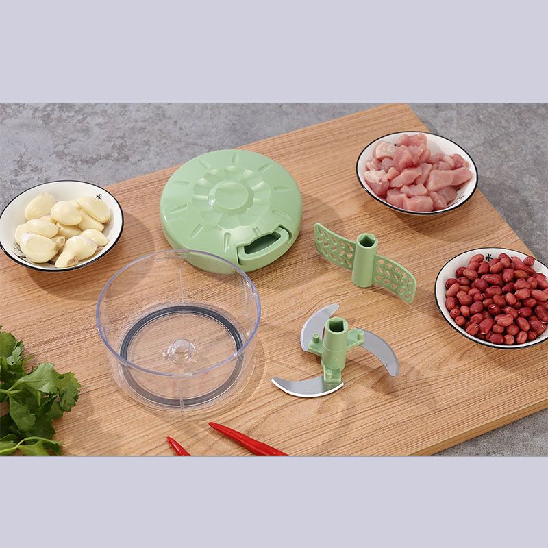 Manual Food Processor - Pull String Hand Chopper for Kitchen - Handheld Vegetable & Salad Cutter