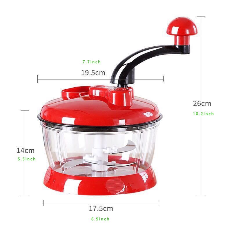 Manual Food Processor,Hand Powered Crank Chopper,Mincer Blender with Clear Container,for Vegetables Meat Fruits Onions