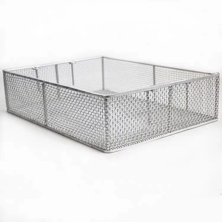 304 316 316L stainless steel metal wire mesh sterilization basket for medical ultrasonic cleaning