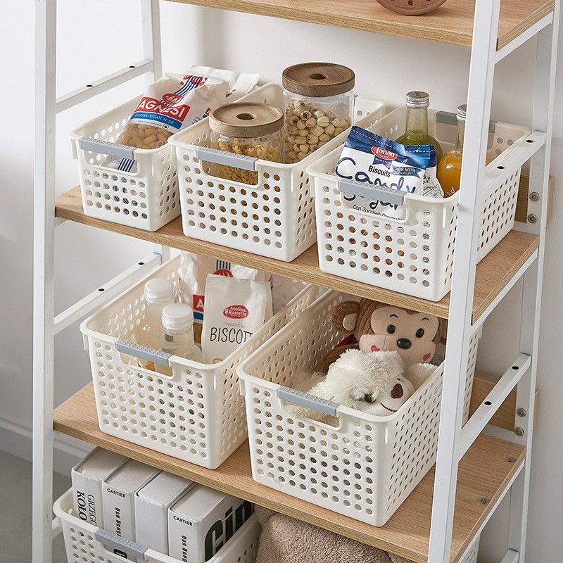 Round hole storage basket stationery storage basket plastic rectangular toy sundries kindergarten area corner organizing box