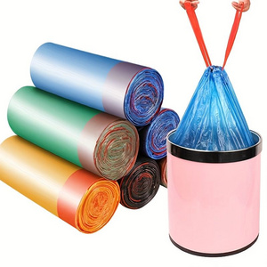 Portable thickened disposable colorful affordable large drawstring household garbage bag