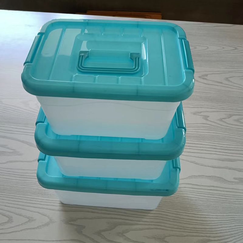 Transparent storage box with lid and handle for toys storage and organization box