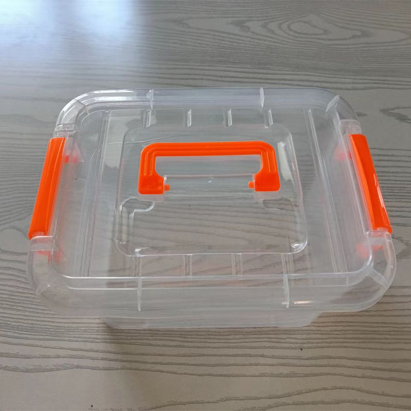 Transparent storage box with lid and handle for toys storage and organization box