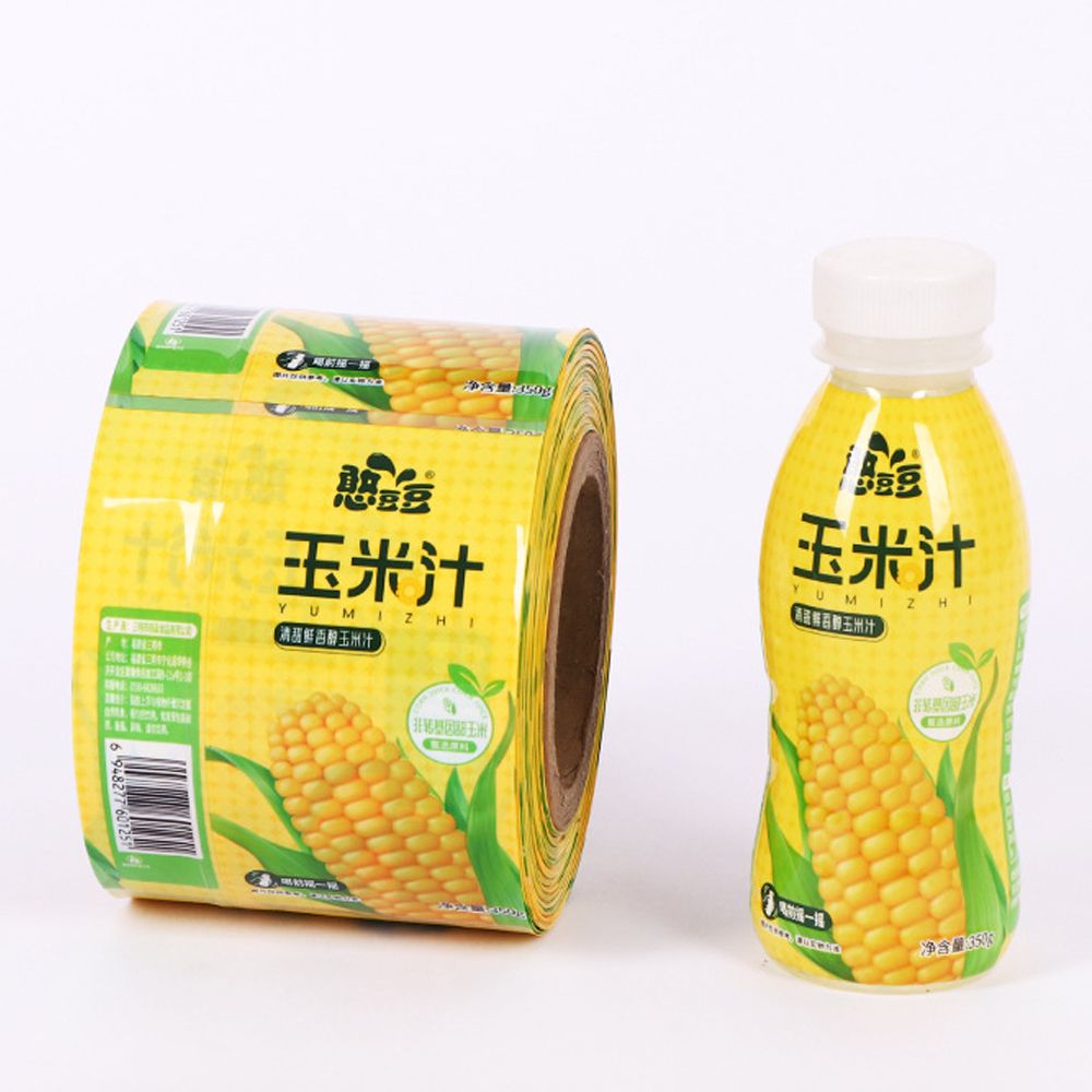 Custom print logo plastic roll shrink wrap packaging roll film Label for juice beverage glass bottles