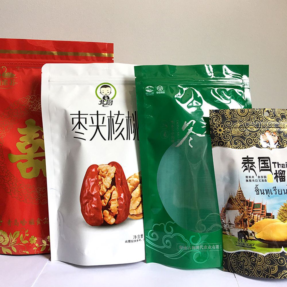 Custom Laminated material Printed Peanut Dried Fruits Snack Candy Pouch Stand Up Ziplock Pound Mylar Bag