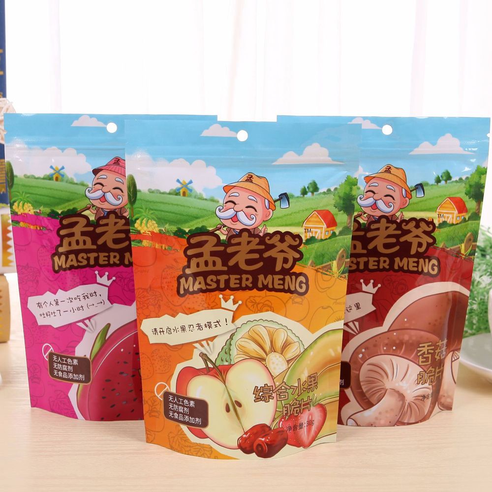 Custom Printed Plastic Sealable Candy Food Biscuits Nut Storage Packaging Ziplock Stand Up Couch