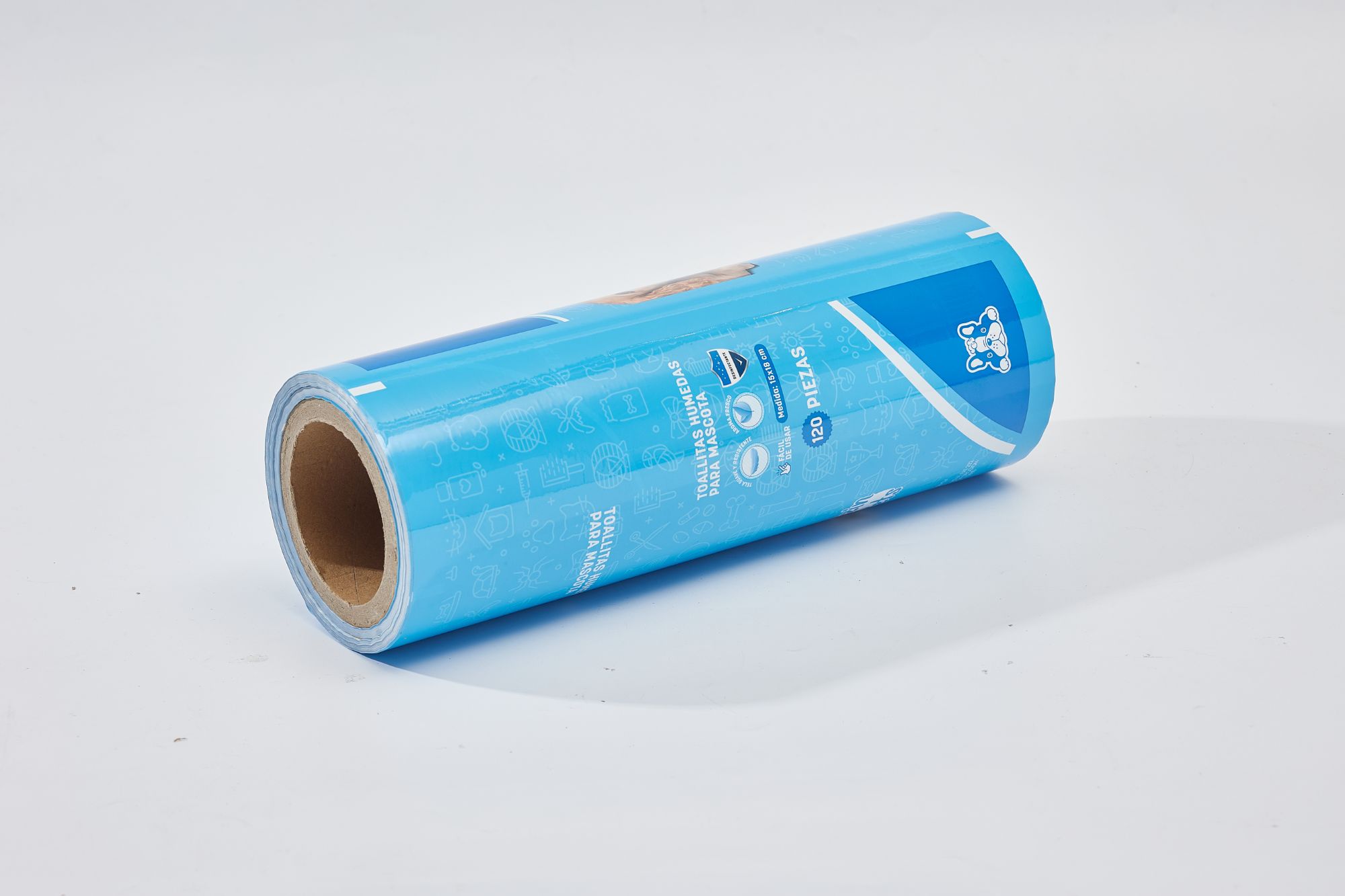 Matte Printed PET+ White PE Compound Plastic Wet Wipe Packaging Film In Roll Stock For Wet Wipe flow Pack Machine