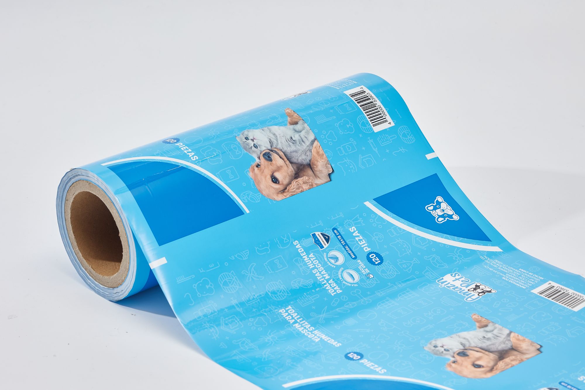 Matte Printed PET+ White PE Compound Plastic Wet Wipe Packaging Film In Roll Stock For Wet Wipe flow Pack Machine