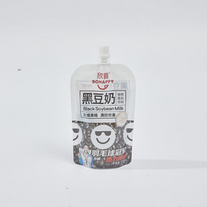 Custom Juice Soy Milk Drink Liquid Oral Jelly Spout Pouch Flat Bottom Stand up Liquid Packaging Bag