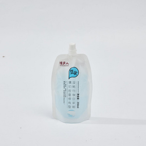 Hot selling glossy leakproof soybean milk packaging bag Soap liquid cream sauce standing mouth sucking bag