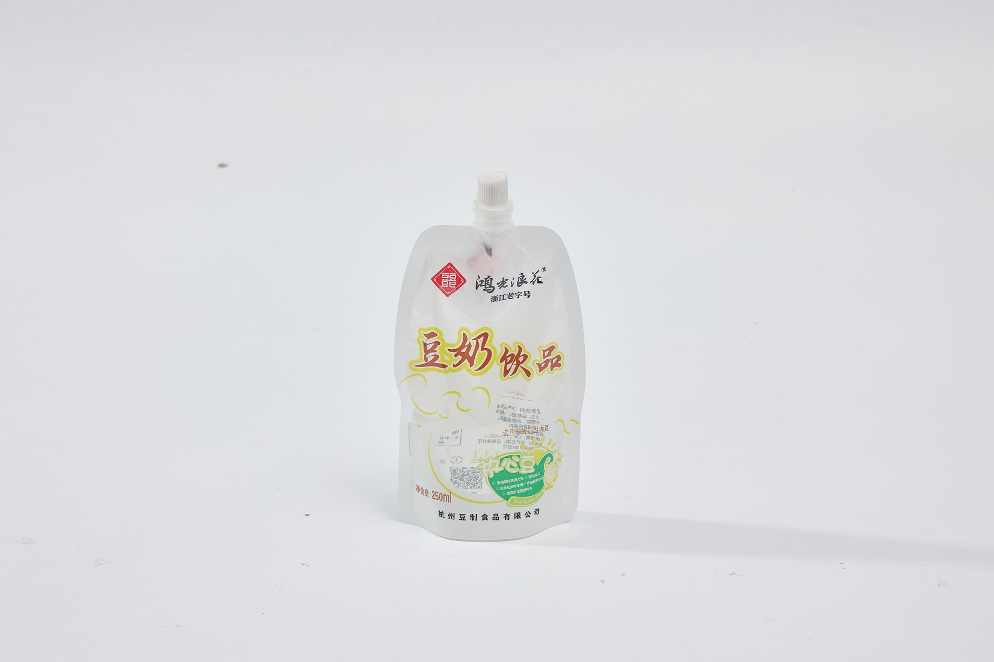 Custom Juice Soy Milk Drink Liquid Oral Spout Pouch Flat Bottom Stand up Liquid Packaging Bag