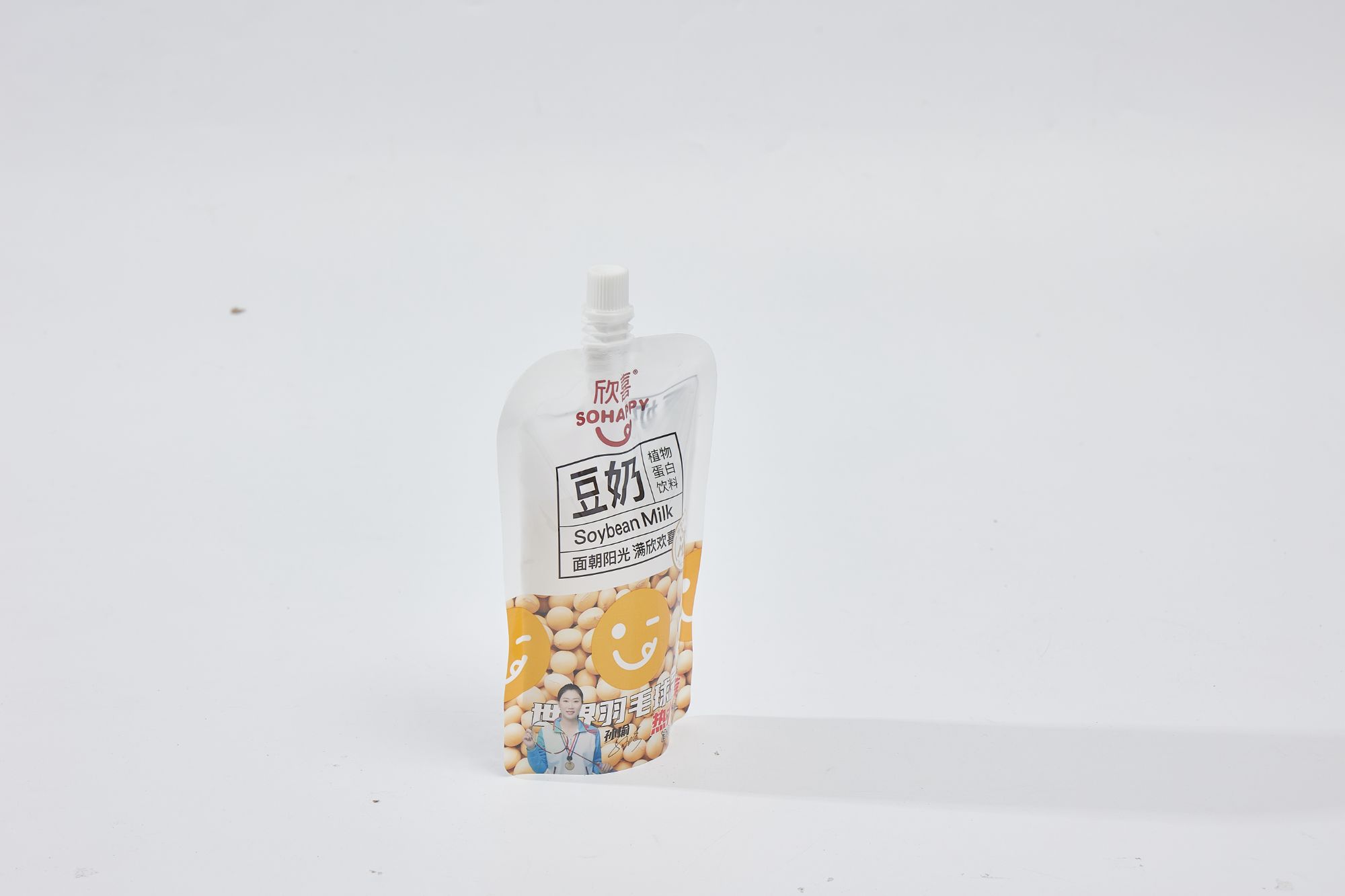 Custom printed clear food soya milk beverage standing transparent refill packaging plastic bag spout pouch