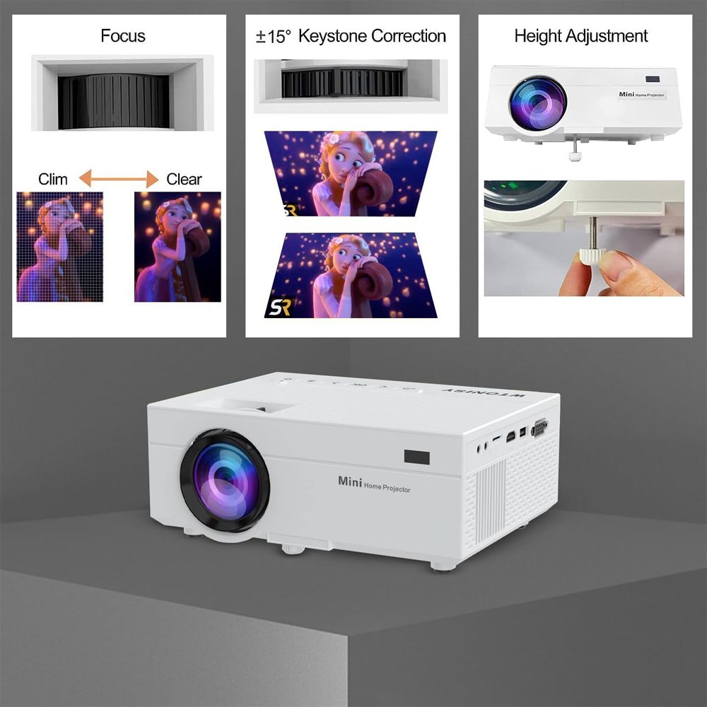 Mini Projector, Full HD 1080P Home Theater Video Projector, Compatible with HDMI/USB/VGA/AV/Smartphone/TV Box/Laptop