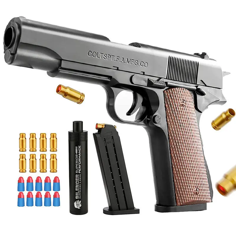 Glock manual shell throwable soft bullet gun 1911 simulation pistol model children's toy