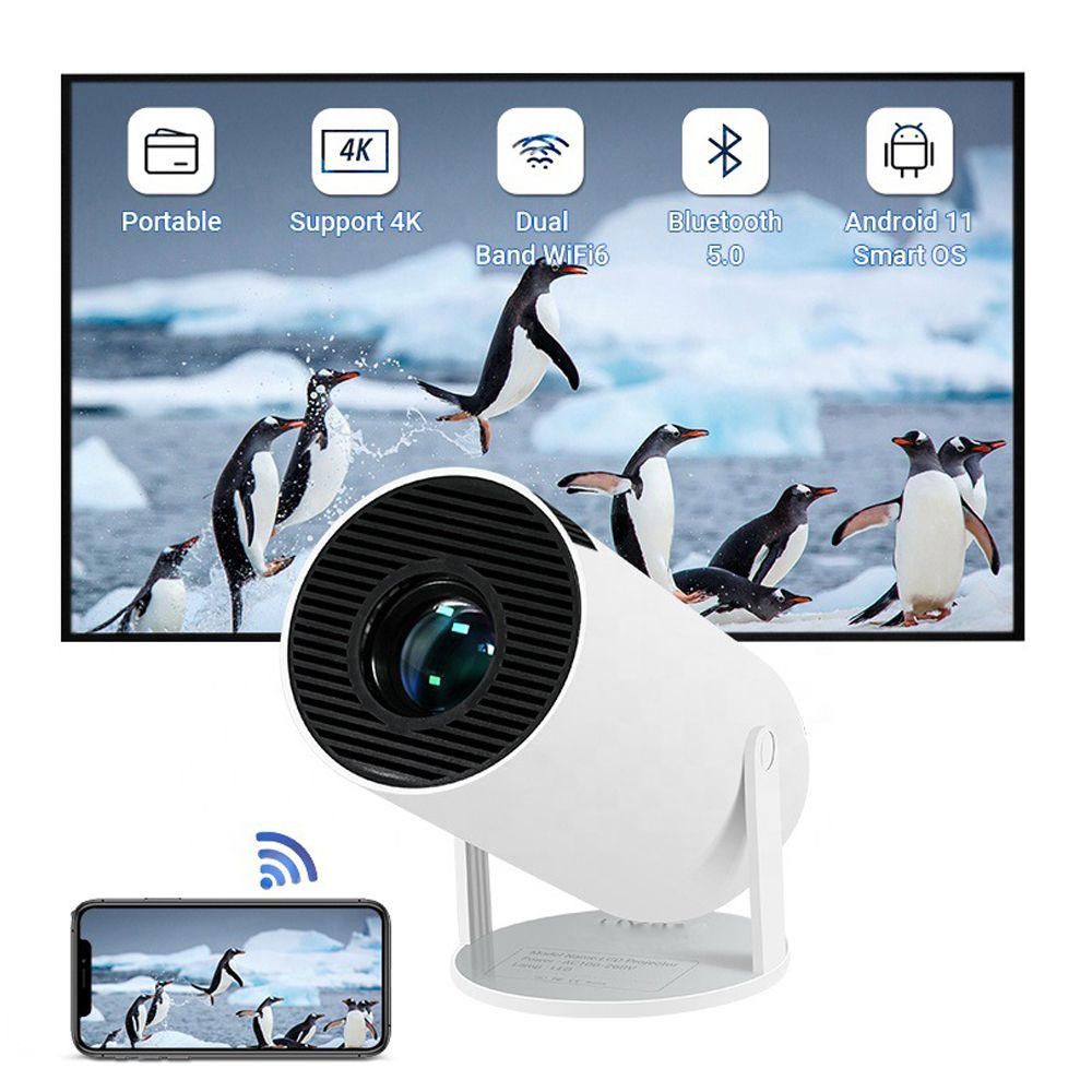 Mini Projector,HY300Pro Portable Video Projector,Dual-Band WIFI6 5G Wireless 5.0 Bluetooth Android 11, Auto Keystone Correction