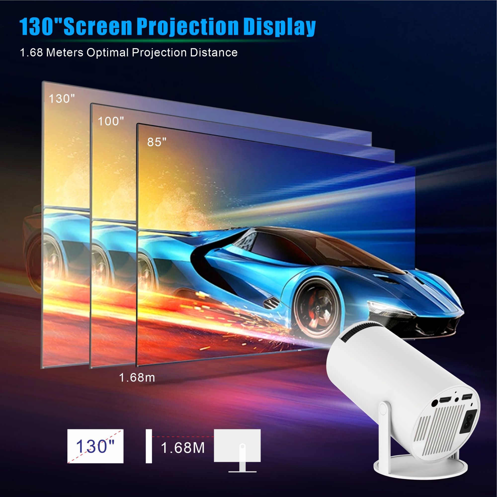 Mini Projector,HY300Pro Portable Video Projector,Dual-Band WIFI6 5G Wireless 5.0 Bluetooth Android 11, Auto Keystone Correction