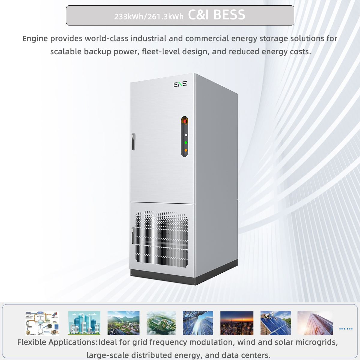 Liquid Cooling 105KW 233kWh/261.3kWh Solar Energy Storage System Bess For Industrial And Commercial Energy Storage