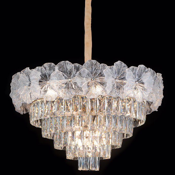 Contemporary Patent French Vintage Living Glass Led Crystal Chandelier Pendant Light