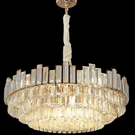 Gold Led Home Hanging Lamp Round Indoor Luxury Villa Chandelier Modern Crystal Decorative Pendant Light Lamp