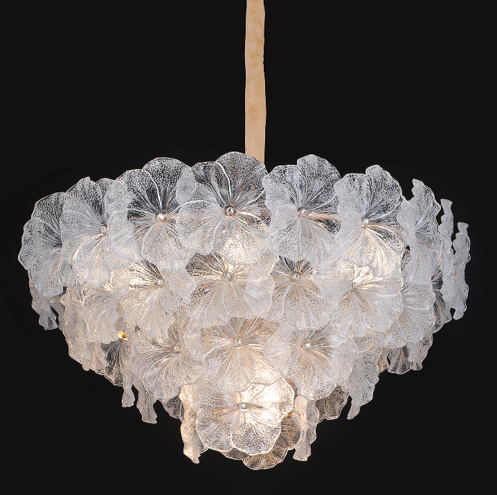 European Post Modern Luxury Large Hanging Metal Crystal Leaf Pendant Chandelier Lights