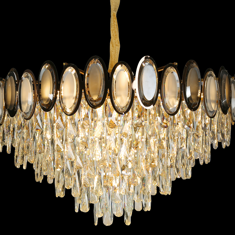 Modern Big Dining Table Luxury Ceiling Pendant Light Crystal Chandelier